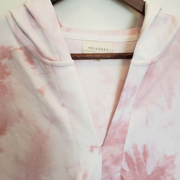 Melloday Pink Tie Dye Pullover Hoodie Sweatshirt Womens Size Small Oversized - Picture 4 of 11